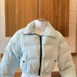 Garage Powder Blue Aspen Reflective Cropped Puffer